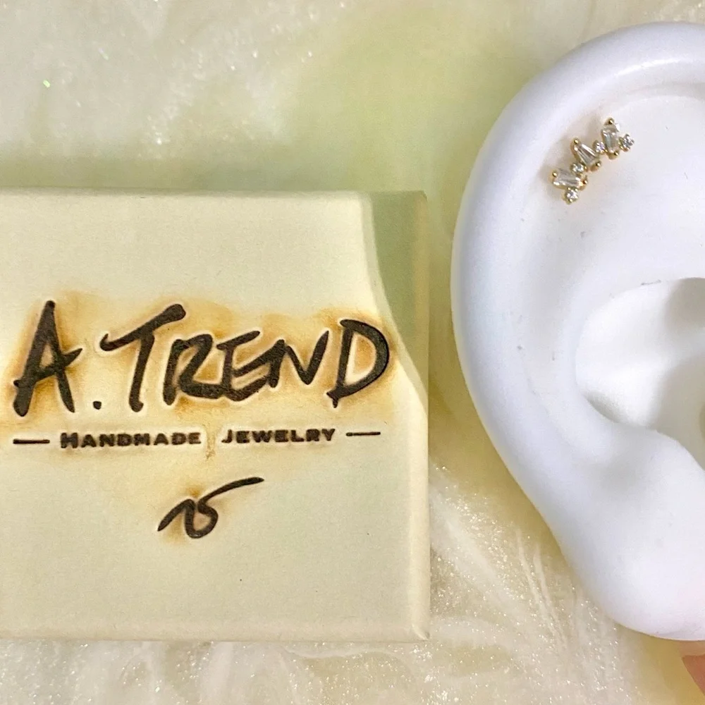 Elegant Gold and zircon cartridge Stud Earring